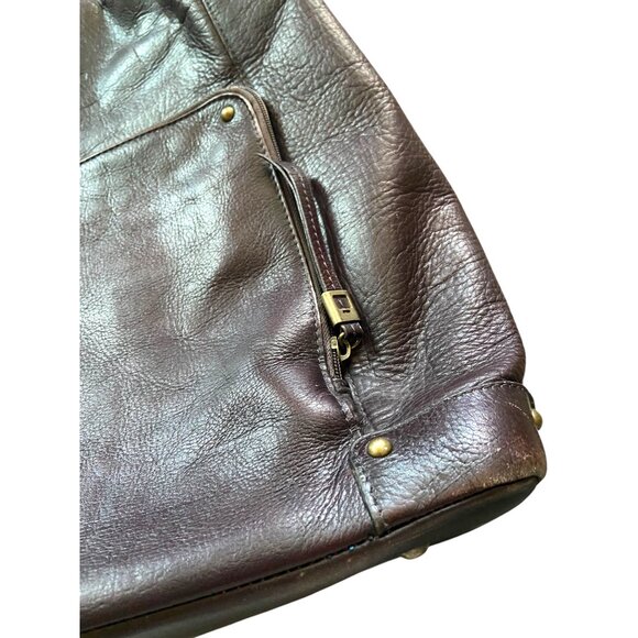 Solo Executive 16” Leather Bucket Tote Espresso One Size Travel Minimalist Large - Picture 4 of 16